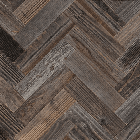 Herringbone Wood Planks for walls made from reclaimed barn wood.  